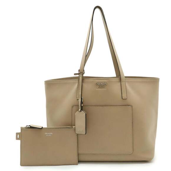 PRADA Cream Leather Shoulder Bag